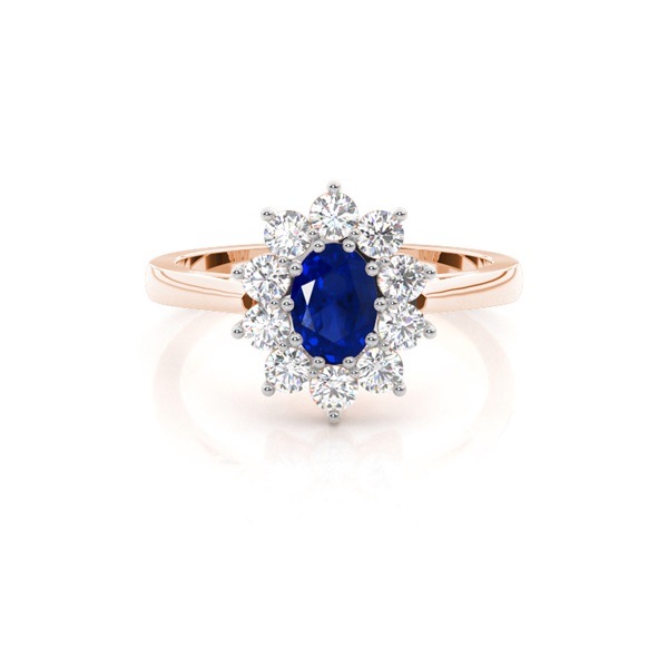 Oval Halo Blue Sapphire Engagement Ring