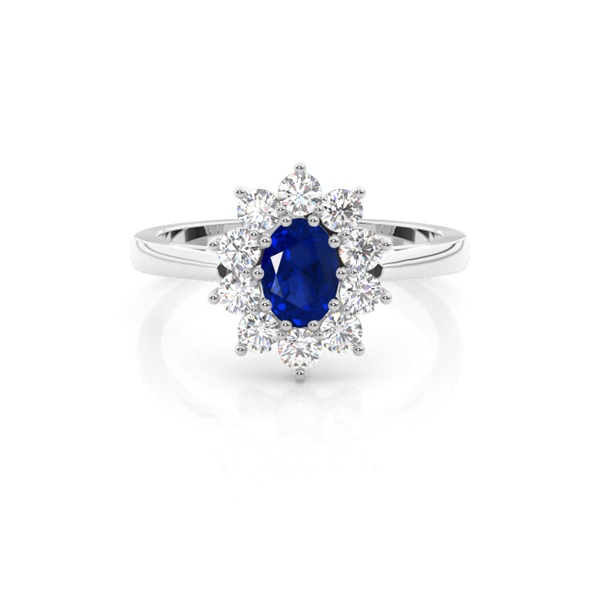 Oval Halo Blue Sapphire Engagement Ring