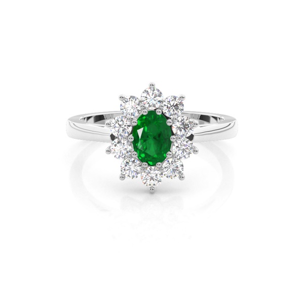 Oval Halo Emerald Engagement Ring