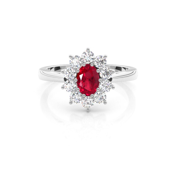 Oval Halo Ruby Engagement Ring