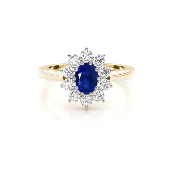 Oval Halo Blue Sapphire Engagement Ring
