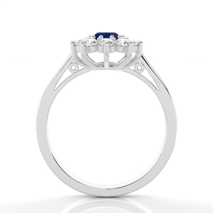 Ovaler Halo Blue Sapphire Verlobungsring