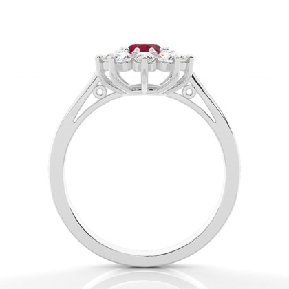 Ovaler Halo Rubin Verlobungsring