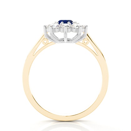 Ovaler Halo Blue Sapphire Verlobungsring