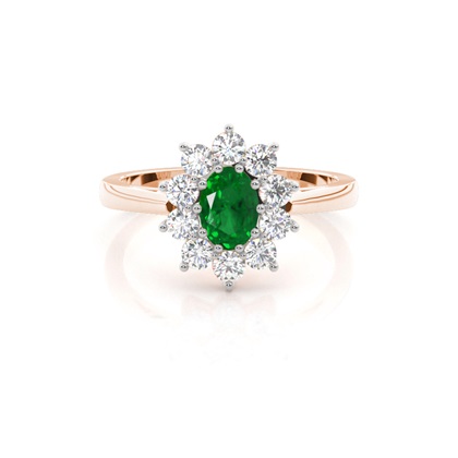 Oval Halo Emerald Engagement Ring