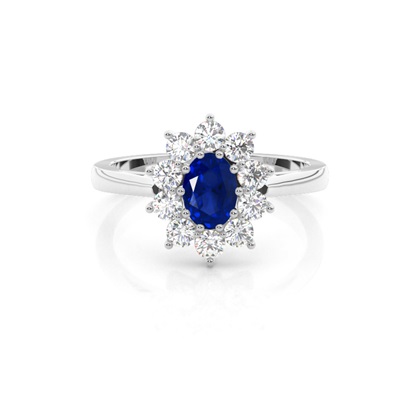 Oval Halo Blue Sapphire Engagement Ring