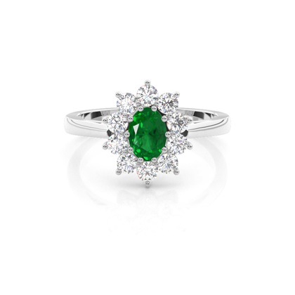 Oval Halo Emerald Engagement Ring