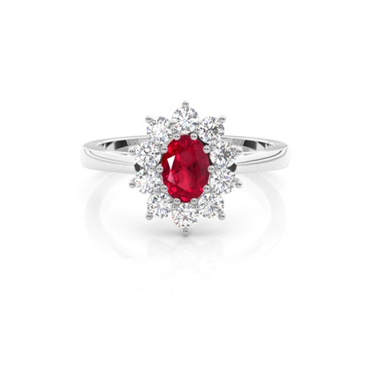 Oval Halo Ruby Engagement Ring