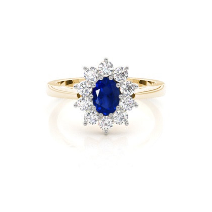 Oval Halo Blue Sapphire Engagement Ring
