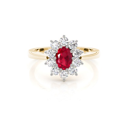 Oval Halo Ruby Engagement Ring