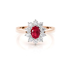Oval Halo Ruby Engagement Ring