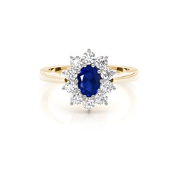 Oval Halo Blue Sapphire Engagement Ring