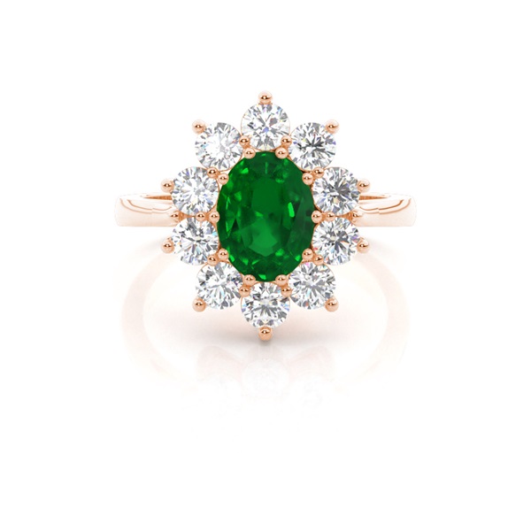 Oval Halo Emerald Engagement Ring