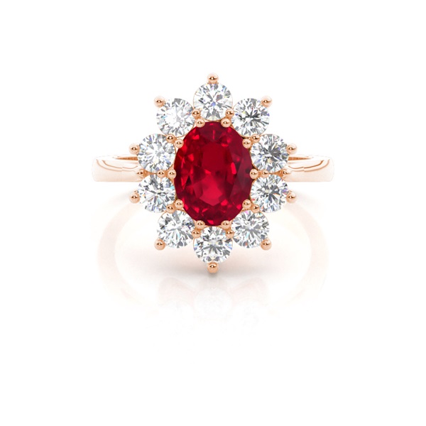 Oval Halo Ruby Engagement Ring
