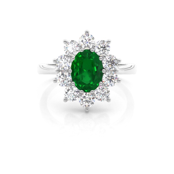 Oval Halo Emerald Engagement Ring