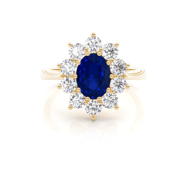 Oval Halo Blue Sapphire Engagement Ring