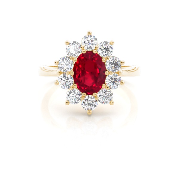 Oval Halo Ruby Engagement Ring