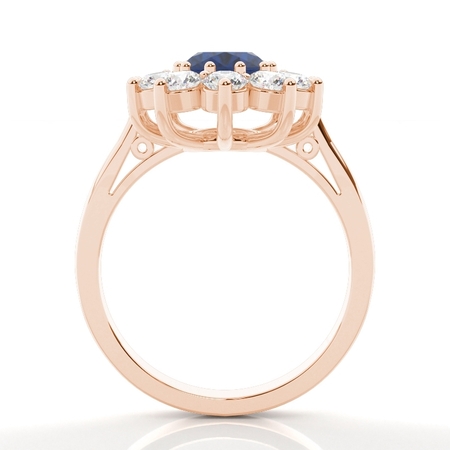 Ovaler Halo Blue Sapphire Verlobungsring