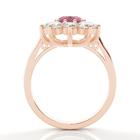Ovaler Halo Rubin Verlobungsring