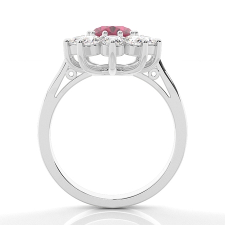 Ovaler Halo Rubin Verlobungsring