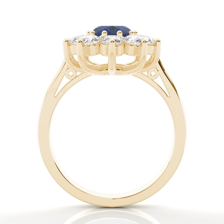 Ovaler Halo Blue Sapphire Verlobungsring