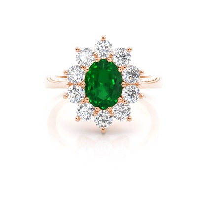Oval Halo Emerald Engagement Ring