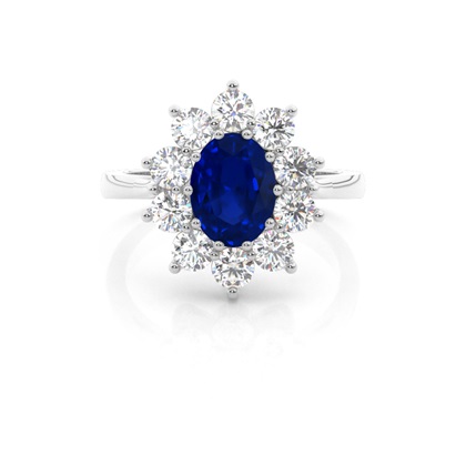 Oval Halo Blue Sapphire Engagement Ring