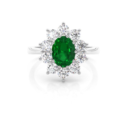 Oval Halo Emerald Engagement Ring