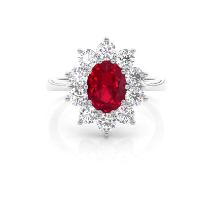Oval Halo Ruby Engagement Ring