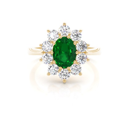 Oval Halo Emerald Engagement Ring
