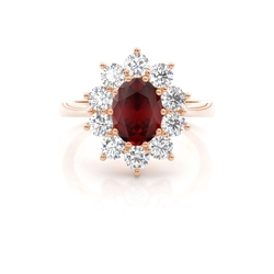 Oval Halo Ruby Engagement Ring