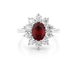 Oval Halo Ruby Engagement Ring