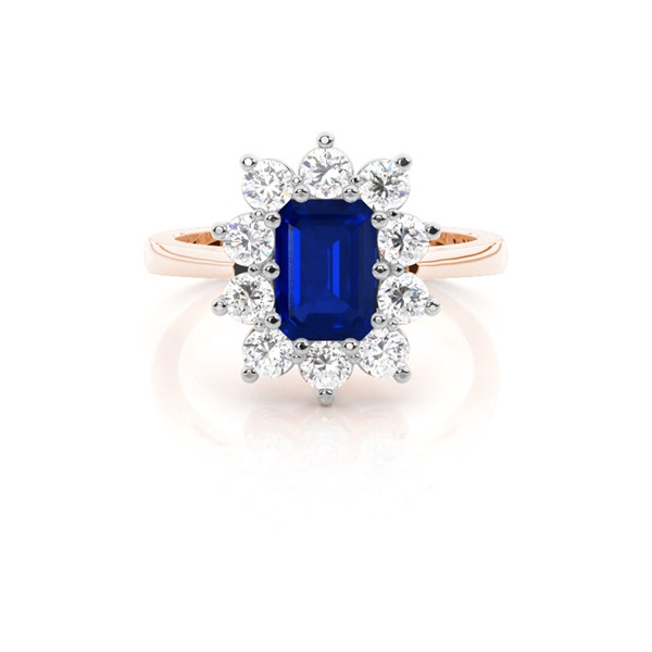 Prong Setting Halo Blue Sapphire Engagement Ring