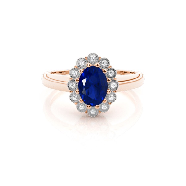 Oval Halo Blue Sapphire Engagement Ring