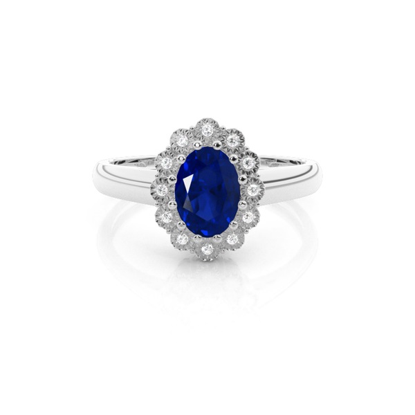 Oval Halo Blue Sapphire Engagement Ring