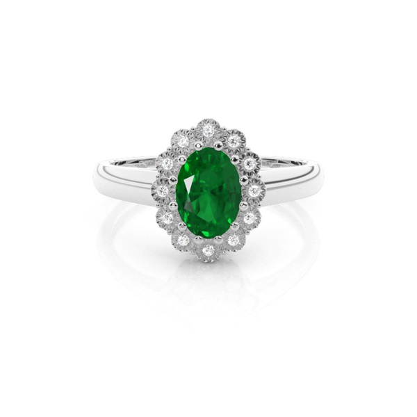Oval Halo Emerald Engagement Ring