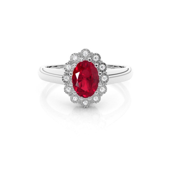 Oval Halo Ruby Engagement Ring