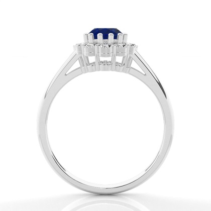 Ovaler Halo Blue Sapphire Verlobungsring