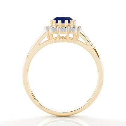Ovaler Halo Blue Sapphire Verlobungsring