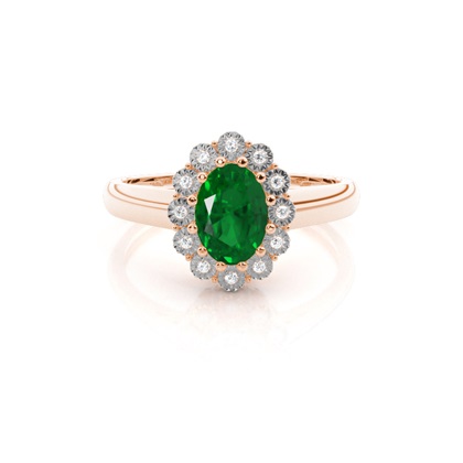 Oval Halo Emerald Engagement Ring