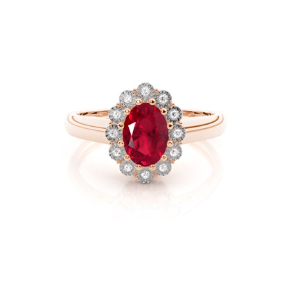 Oval Halo Ruby Engagement Ring