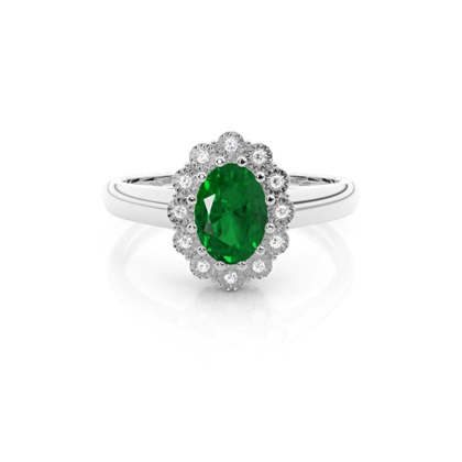 Oval Halo Emerald Engagement Ring