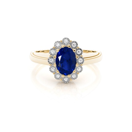 Oval Halo Blue Sapphire Engagement Ring