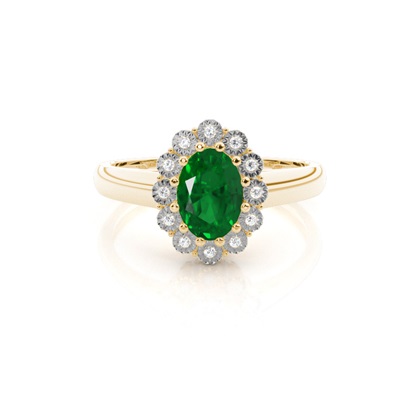 Oval Halo Emerald Engagement Ring