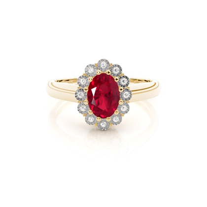 Oval Halo Ruby Engagement Ring