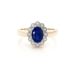 Oval Halo Blue Sapphire Engagement Ring