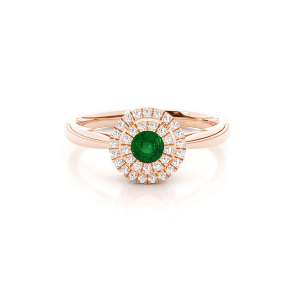 Round Halo Emerald Engagement Ring