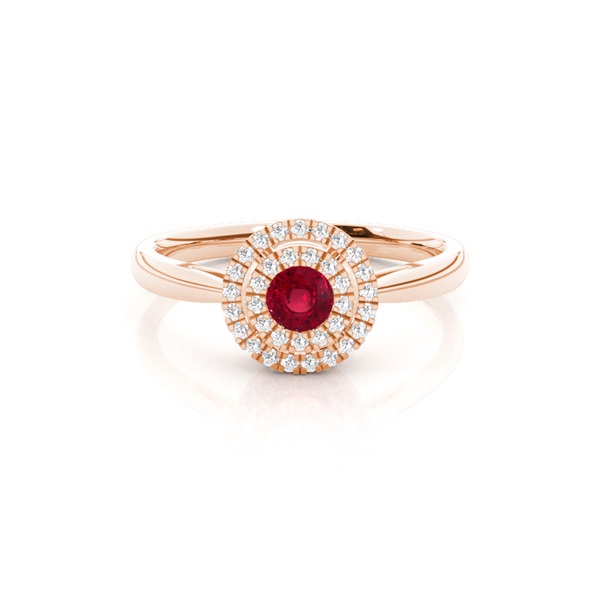 Round Halo Ruby Engagement Ring