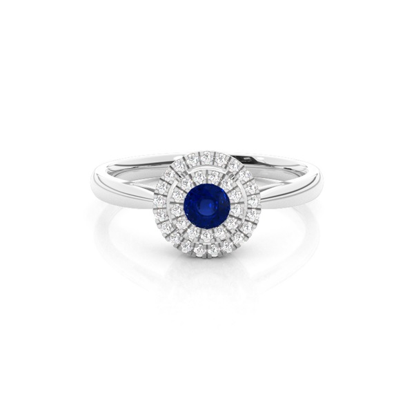 Round Halo Blue Sapphire Engagement Ring