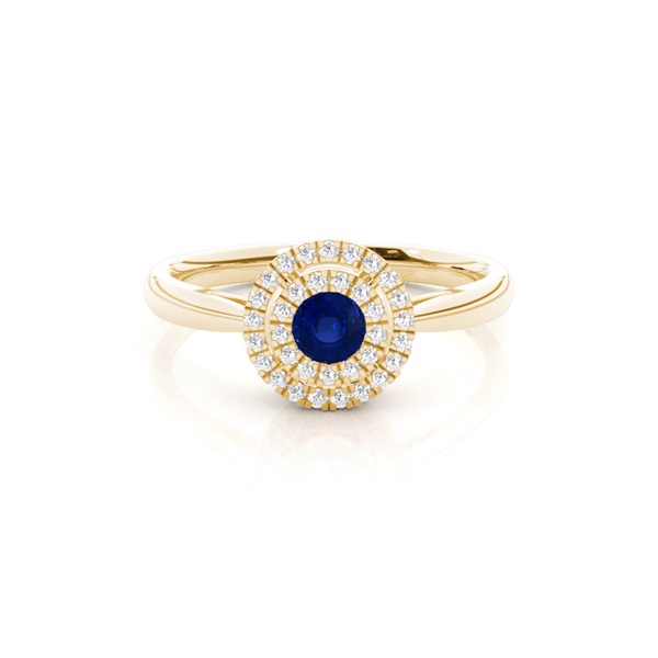 Round Halo Blue Sapphire Engagement Ring